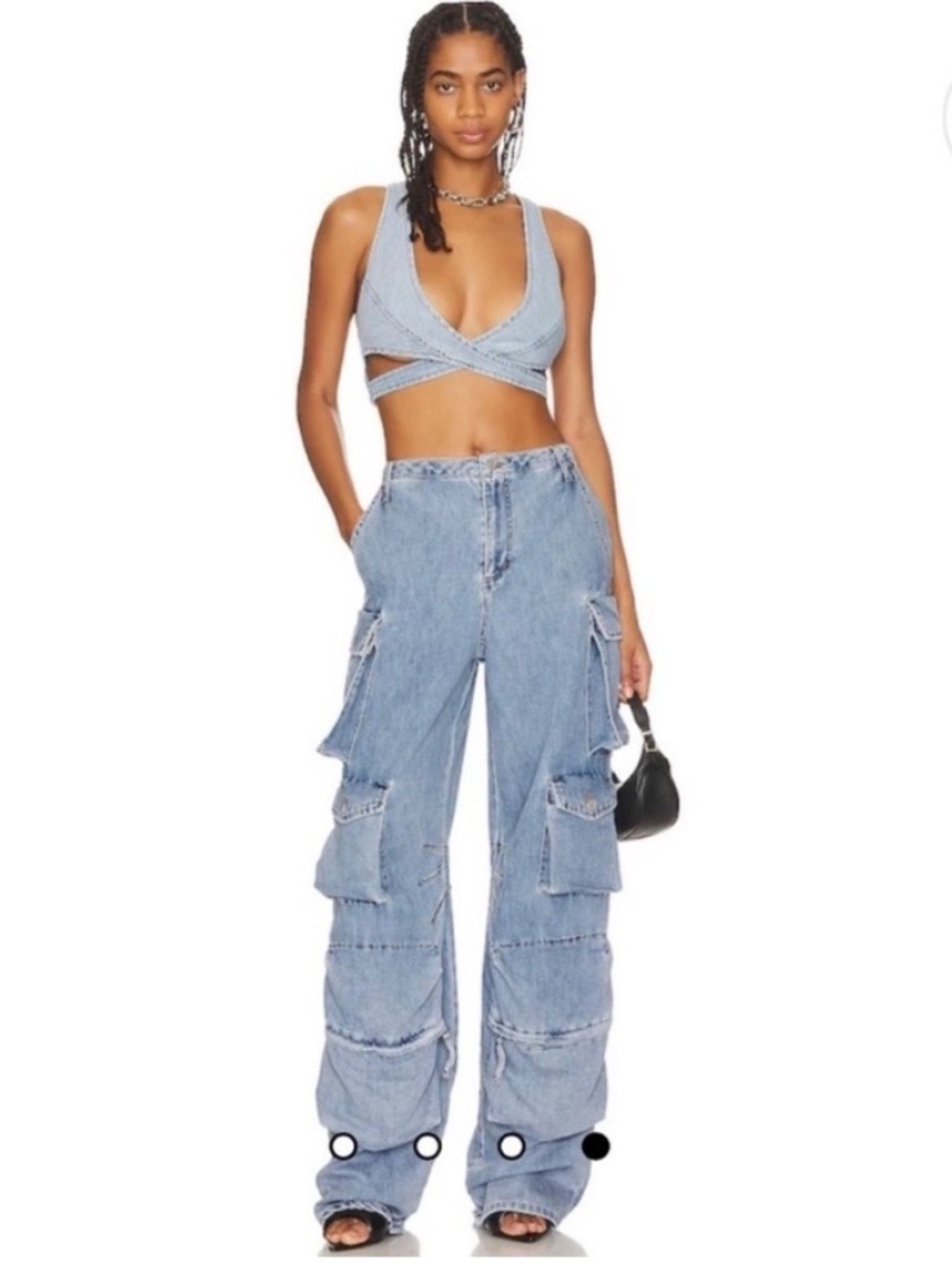 AFRM Parker 90's Style Extra Wide Leg Cargo Jeans in Blue